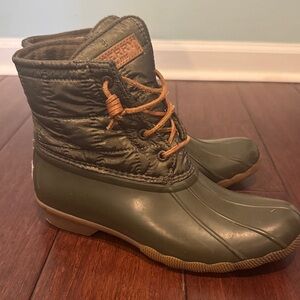 Sperry Olive Quilted Duck Boots